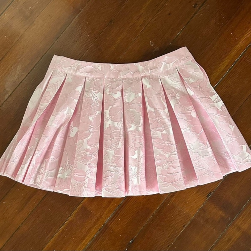 For Love and Lemons pink floral skirt and corset top set